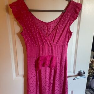 Betsey Johnson Pink Polka Dot Silk Ruffle Dress